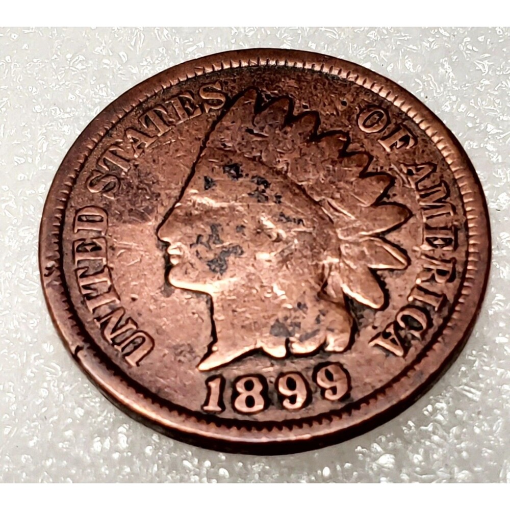 1899 Indian Head Cent Vintage US One Cent Coin Fine VF Circulated Ungraded
